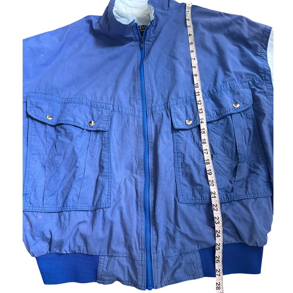 Vintage General Motors Blue White Nylon Jacket XXL USA Made 80s Varsity Style - Picture 6 of 9